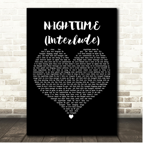 Russ NIGHTTIME (Interlude) Black Heart Song Lyric Print