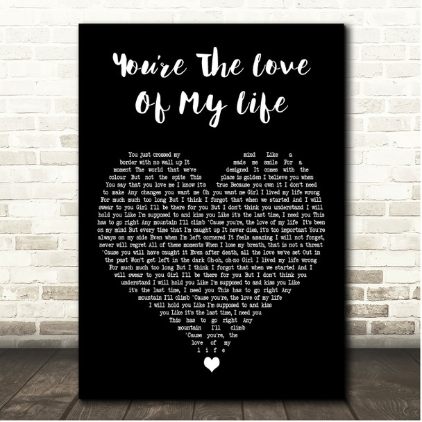 Sam Tompkins Youre The Love Of My Life Black Heart Song Lyric Print