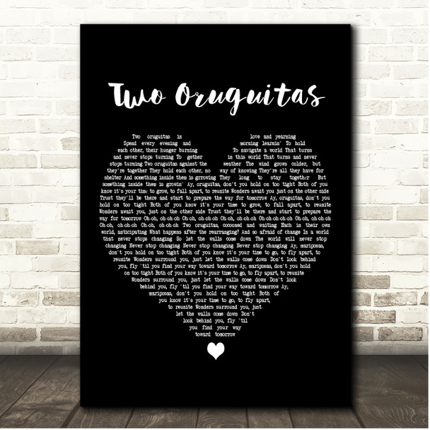 Sebastián Yatra Two Oruguitas Black Heart Song Lyric Print