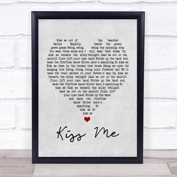 Sixpence None The Richer Kiss Me Grey Heart Song Lyric Quote Print