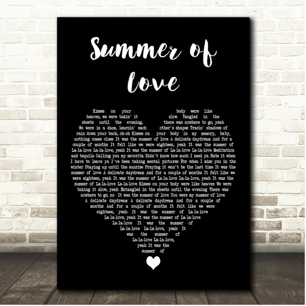 Shawn Mendes & Tainy Summer of Love Black Heart Song Lyric Print