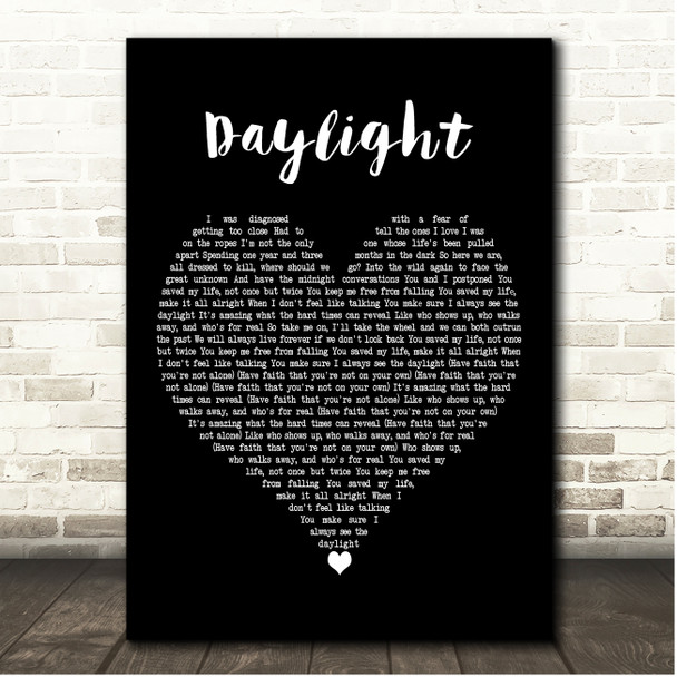 Shinedown Daylight Black Heart Song Lyric Print