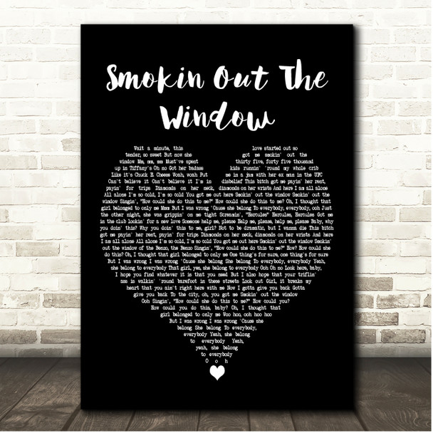 Silk Sonic Smokin Out The Window Black Heart Song Lyric Print