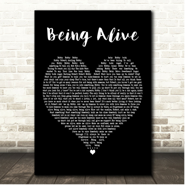 Stephen Sondheim Being Alive Black Heart Song Lyric Print