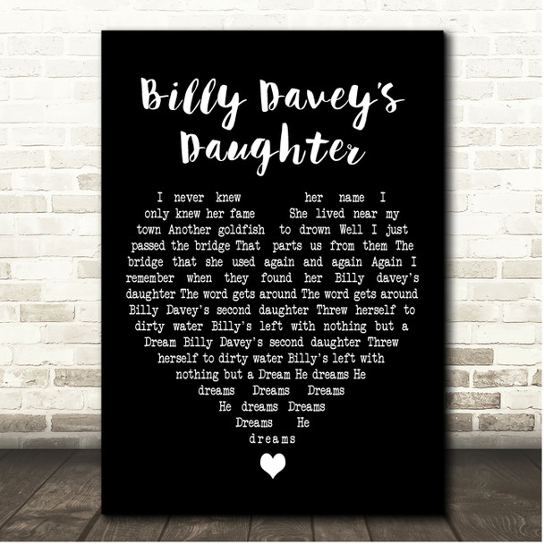 Stereophonics Billy Daveys Daughter Black Heart Song Lyric Print