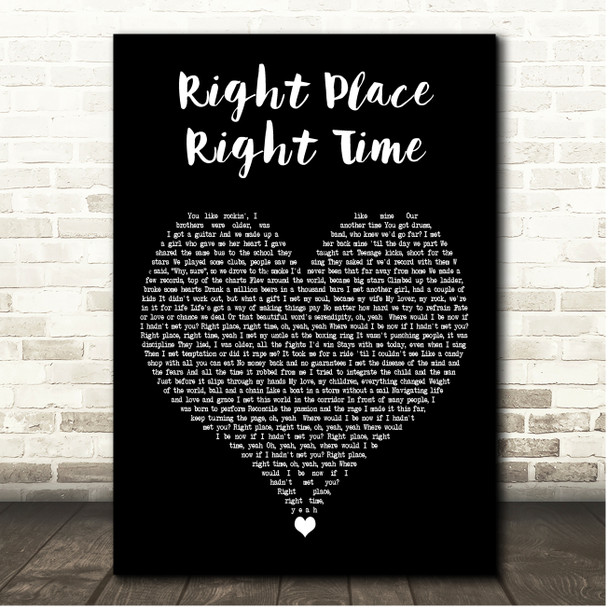 Stereophonics Right Place Right Time Black Heart Song Lyric Print