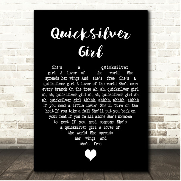 Steve Miller Band Quicksilver Girl Black Heart Song Lyric Print