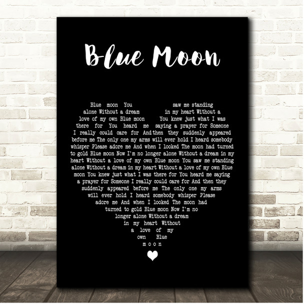 Billie Holiday Blue Moon Black Heart Song Lyric Print