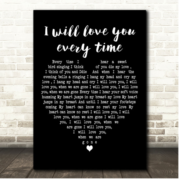 The Fureys I will love you every time Black Heart Song Lyric Print