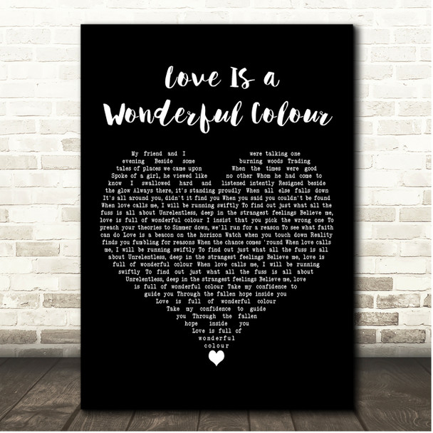 The Icicle Works Love Is a Wonderful Colour Black Heart Song Lyric Print