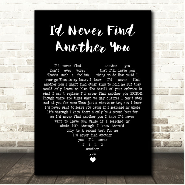Billy Fury I'd Never Find Another You Black Heart Song Lyric Print