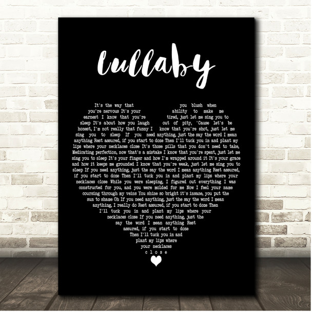 The Spill Canvas Lullaby Black Heart Song Lyric Print