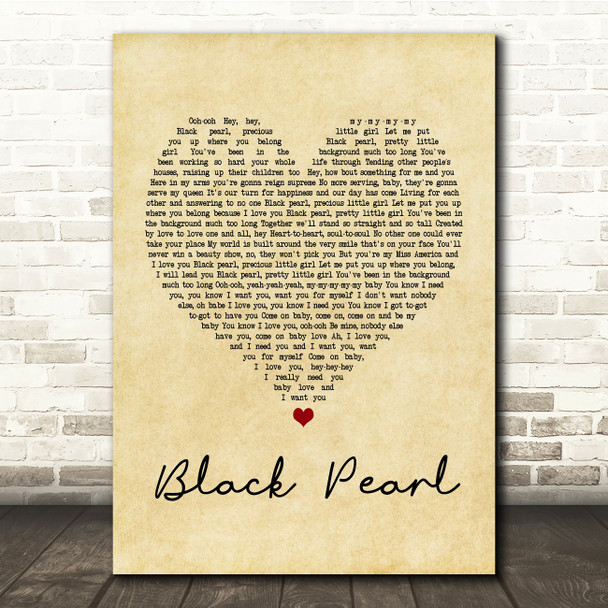 Sonny Charles & The Checkmates Black Pearl Vintage Heart Song Lyric Quote Print