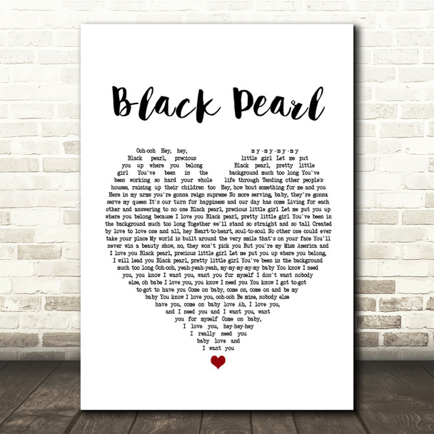 Sonny Charles & The Checkmates Black Pearl White Heart Song Lyric Quote Print