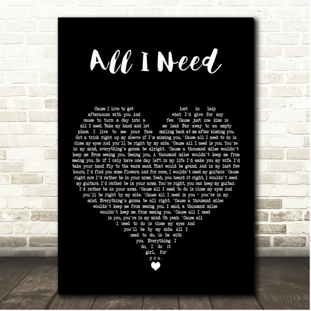 Tom Felton All I Need Black Heart Song Lyric Print