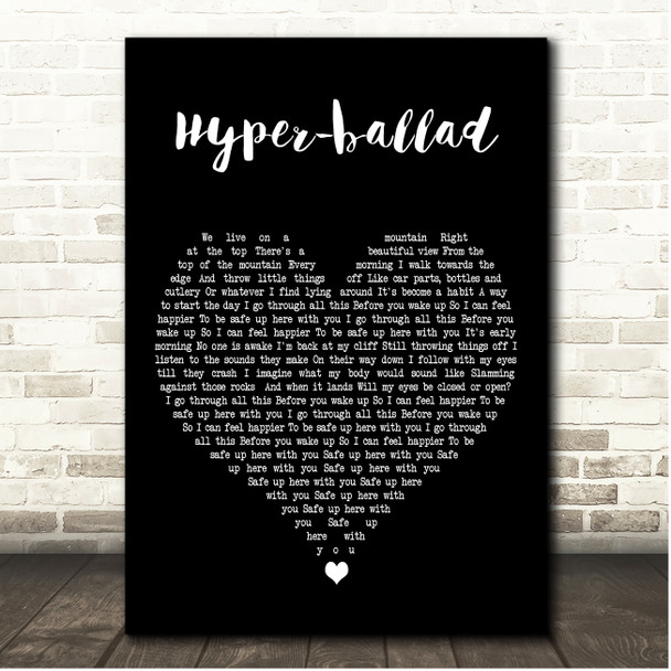 Björk Hyper-ballad Black Heart Song Lyric Print