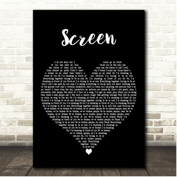Twenty One Pilots Screen Black Heart Song Lyric Print