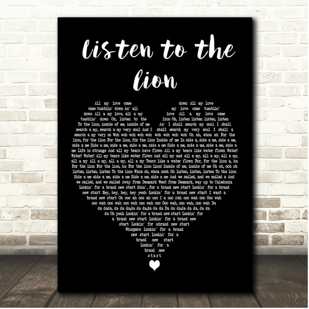 Van Morrison Listen to the Lion Black Heart Song Lyric Print