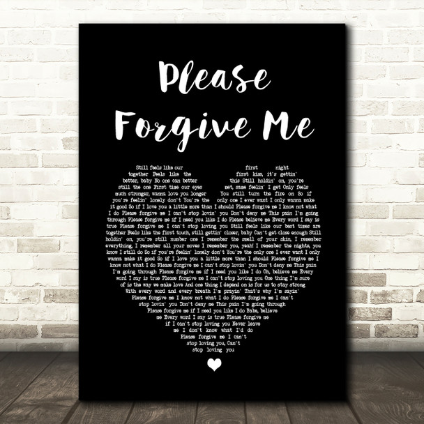 Bryan Adams Please Forgive Me Black Heart Song Lyric Quote Print