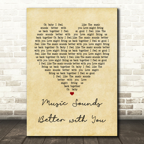 Stardust Music Sounds Better with You Vintage Heart Song Lyric Quote Print
