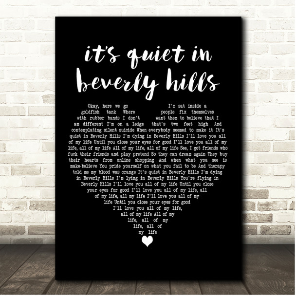 YUNGBLUD its quiet in beverly hills Black Heart Song Lyric Print