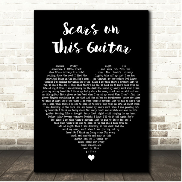 Bon Jovi Scars on This Guitar Black Heart Song Lyric Print