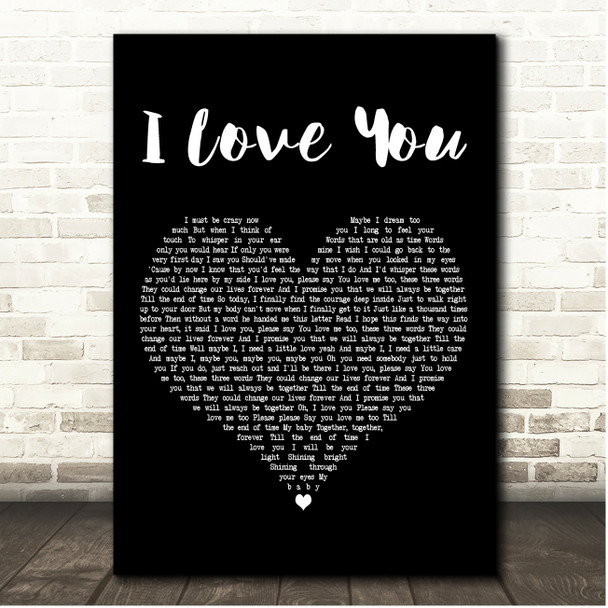 Céline Dion I Love You Black Heart Song Lyric Print