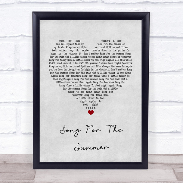 Stereophonics Song For The Summer Grey Heart Song Lyric Quote Print