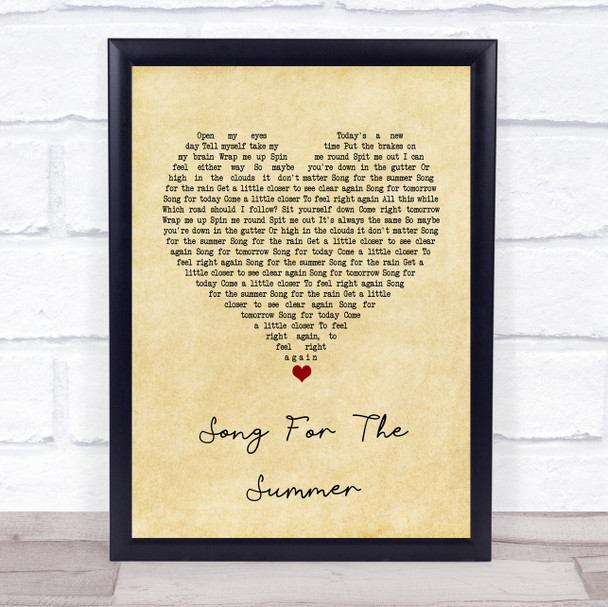 Stereophonics Song For The Summer Vintage Heart Song Lyric Quote Print
