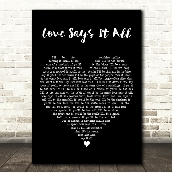 Corey Smith Love Says It All Black Heart Song Lyric Print