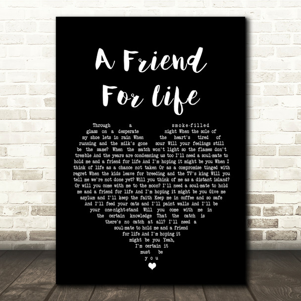 Steve Harley & Cockney Rebel A Friend For Life Black Heart Song Lyric Print