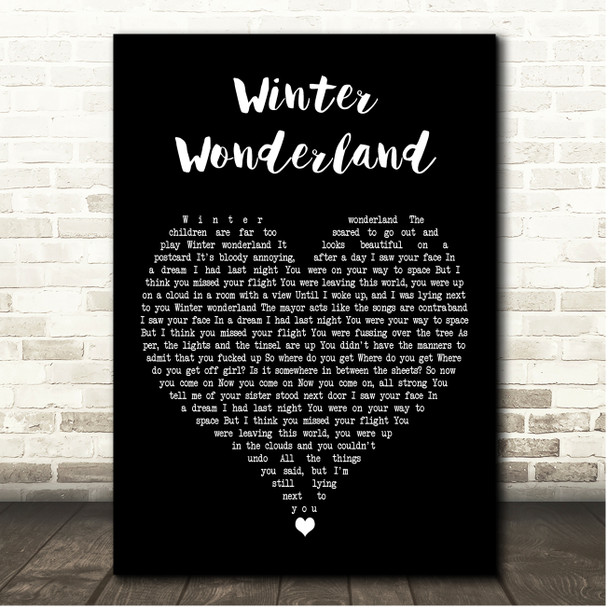 Courteeners Winter Wonderland Black Heart Song Lyric Print
