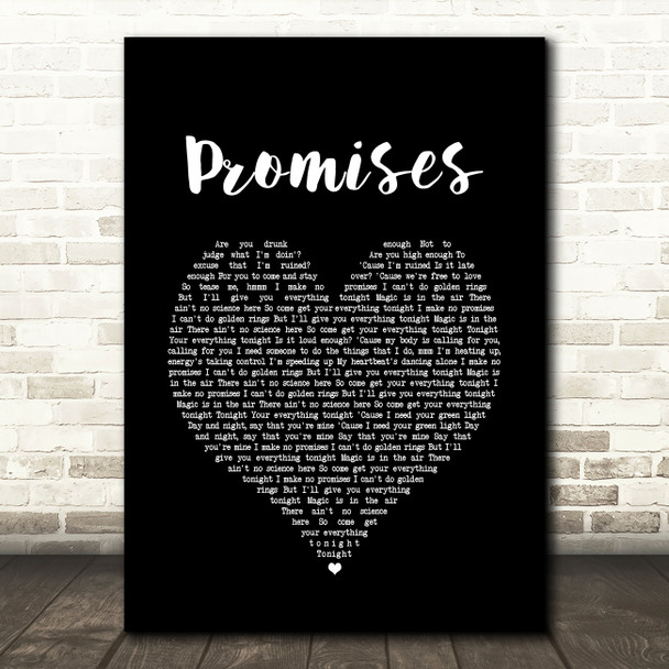 Calvin Harris and Sam Smith Promises Black Heart Song Lyric Quote Print