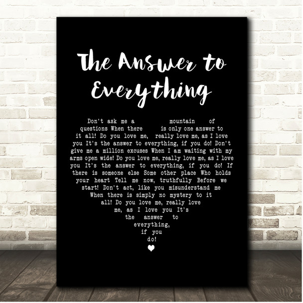 Del Shannon The Answer to Everything Black Heart Song Lyric Print