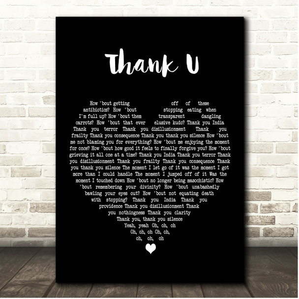 Alanis Morissette Thank U Black Heart Song Lyric Print