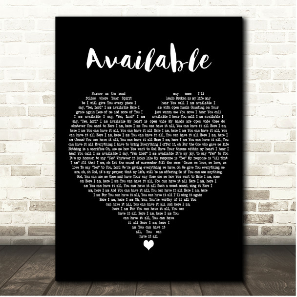 Elevation Worship Available Black Heart Song Lyric Print