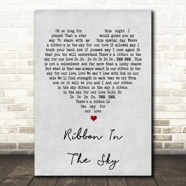 Stevie Wonder Ribbon In The Sky Grey Heart Song Lyric Quote Print