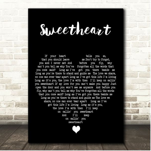 Engelbert Humperdinck Sweetheart Black Heart Song Lyric Print