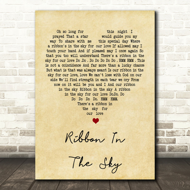 Stevie Wonder Ribbon In The Sky Vintage Heart Song Lyric Quote Print