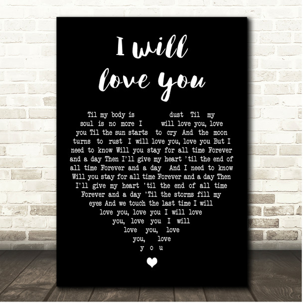 Fisher I Will Love You Black Heart Song Lyric Print