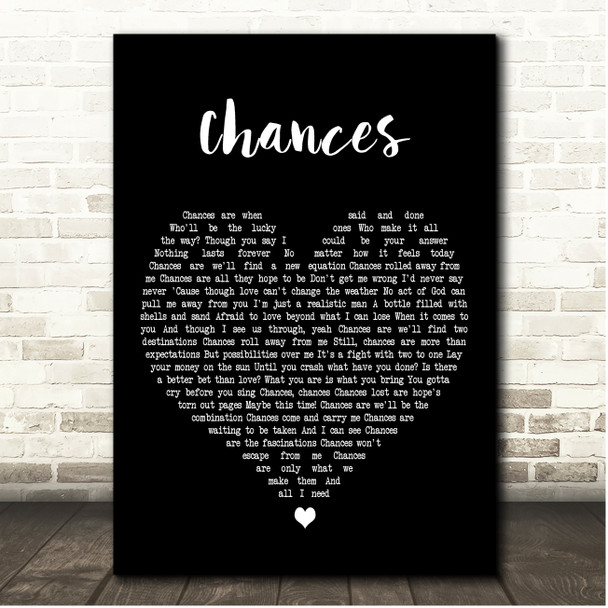 Five for Fighting Chances Black Heart Song Lyric Print