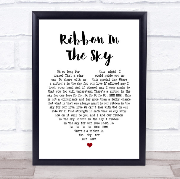 Stevie Wonder Ribbon In The Sky White Heart Song Lyric Quote Print