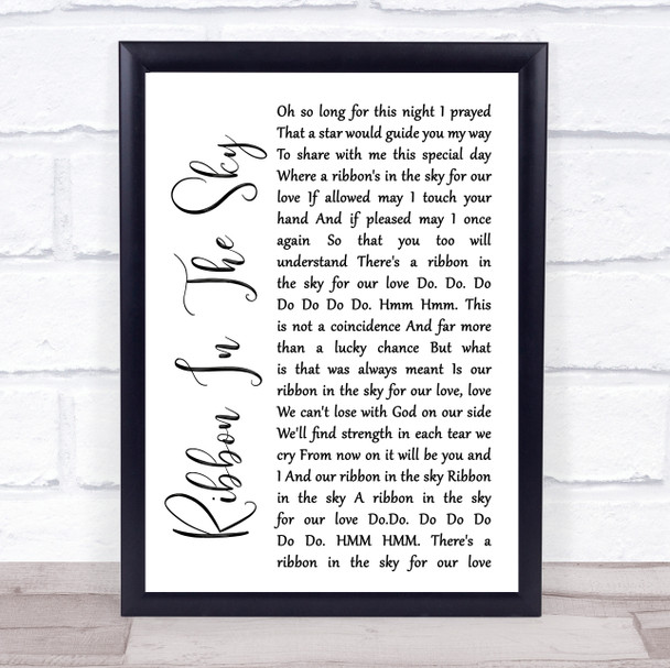 Stevie Wonder Ribbon In The Sky White Script Song Lyric Quote Print