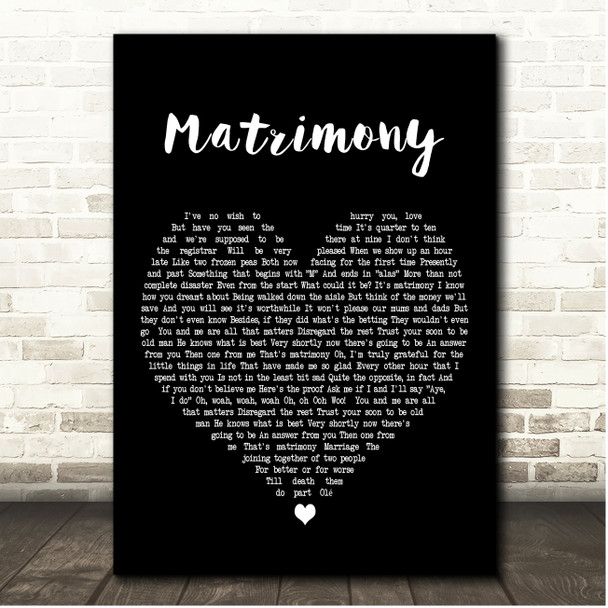 Gilbert OSullivan Matrimony Black Heart Song Lyric Print