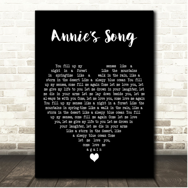 Glen Campbell Annies Song Black Heart Song Lyric Print