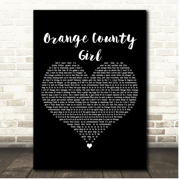 Gwen Stefani Orange County Girl Black Heart Song Lyric Print