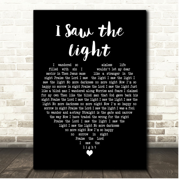 Hank Williams I Saw the Light Black Heart Song Lyric Print