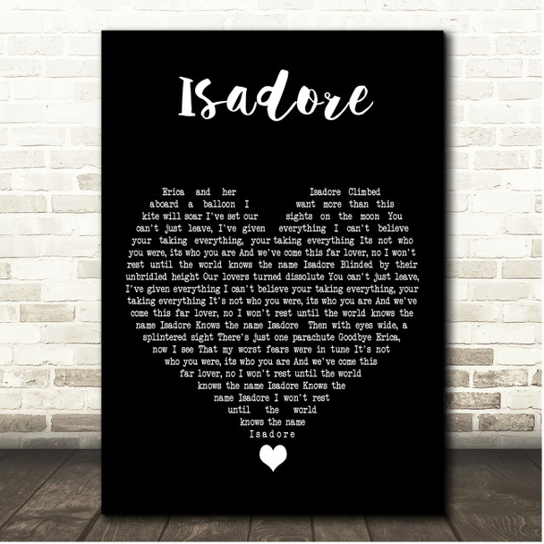 Incubus Isadore Black Heart Song Lyric Print