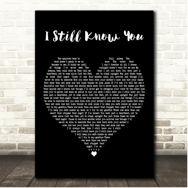 Jacob Lee I Still Know You Black Heart Song Lyric Print