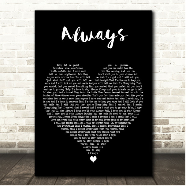 James Arthur Always Black Heart Song Lyric Print